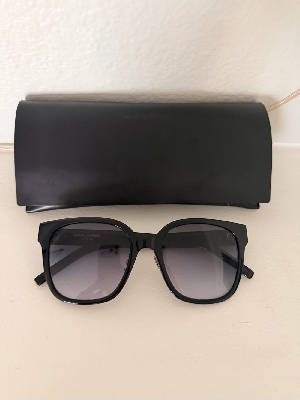Saint Laurent Black Square Frame Sunglasses with Grey Gradient Lenses